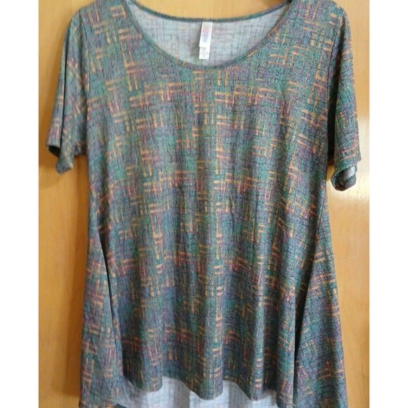 LuLaRoe M Green Purple Orange Geometric High Low Simply Comfortable Tunic Top - Picture 1 of 16